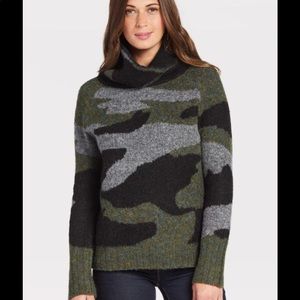 RD Style Camo Hi-Low Cowl Neck Sweater
